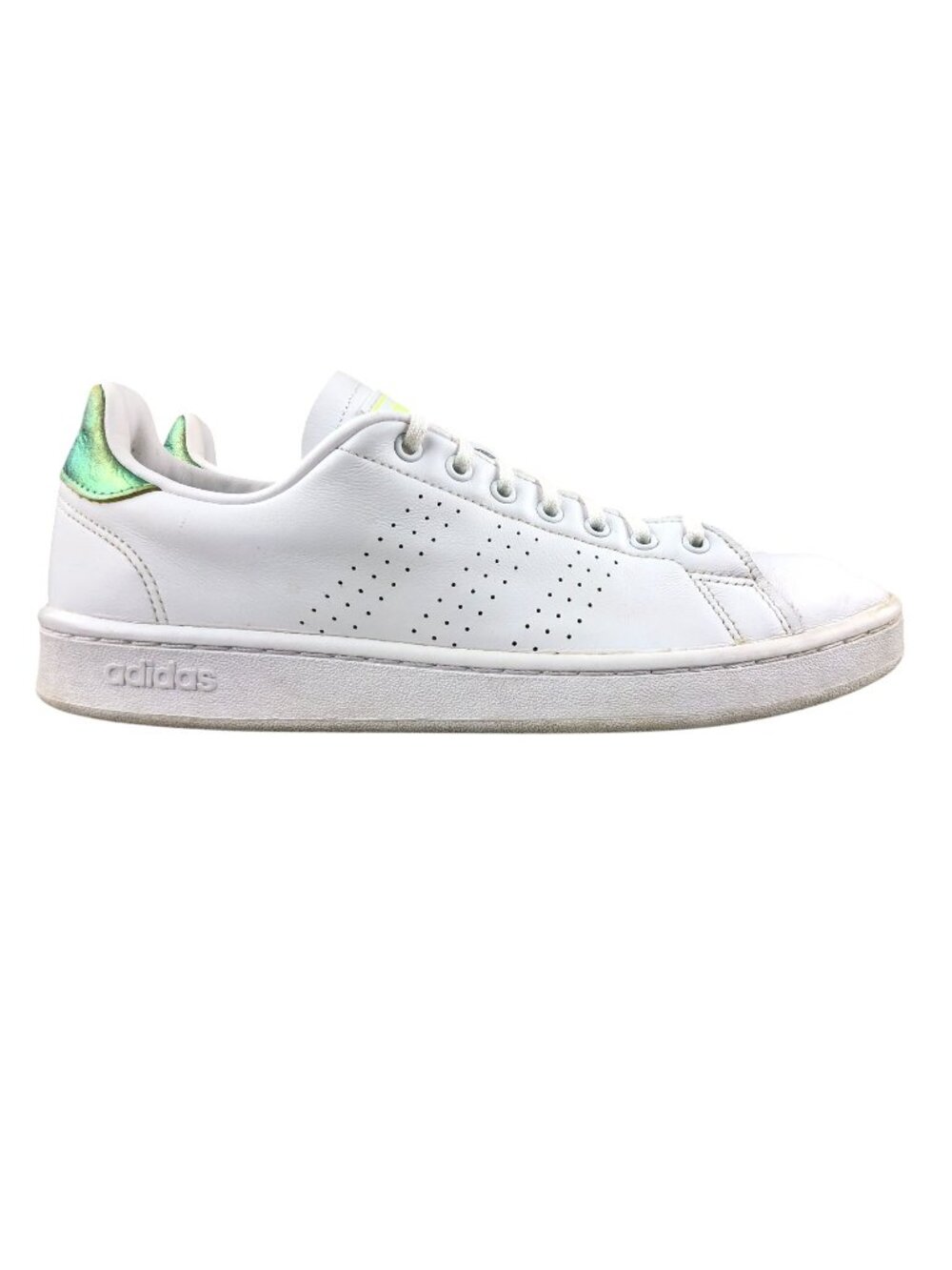 Adidas Women's Size 11 Advantage White Hi-Res Yellow Leather Lace-Up Sneakers